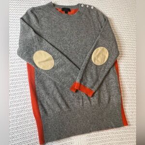 Gray and Orange Women’s Sweater with Elbow Patches J Crew cashmere blend